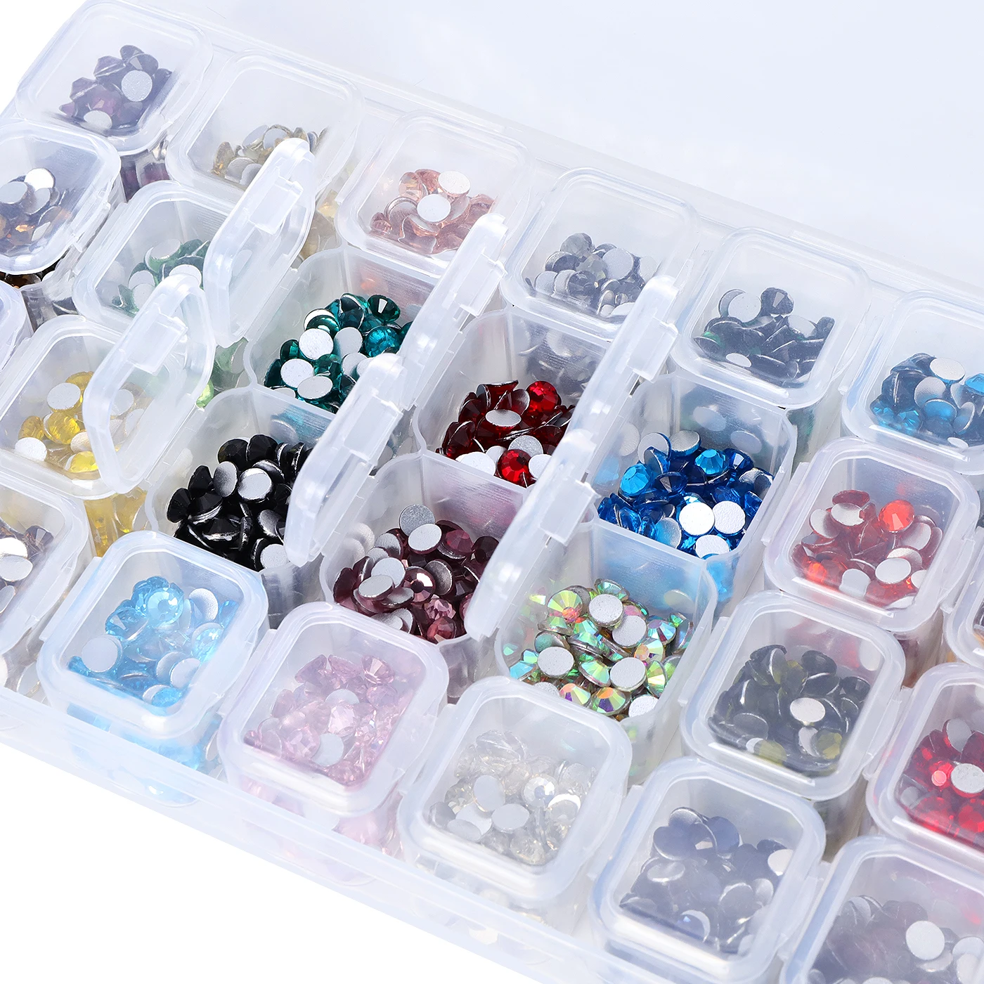 28 Farben Hochwertiges Strass-Set SS6-SS20 Glas-Flatback-Glitzerkristalle für Kleidung, Basteln, DIY und Nageldekoration