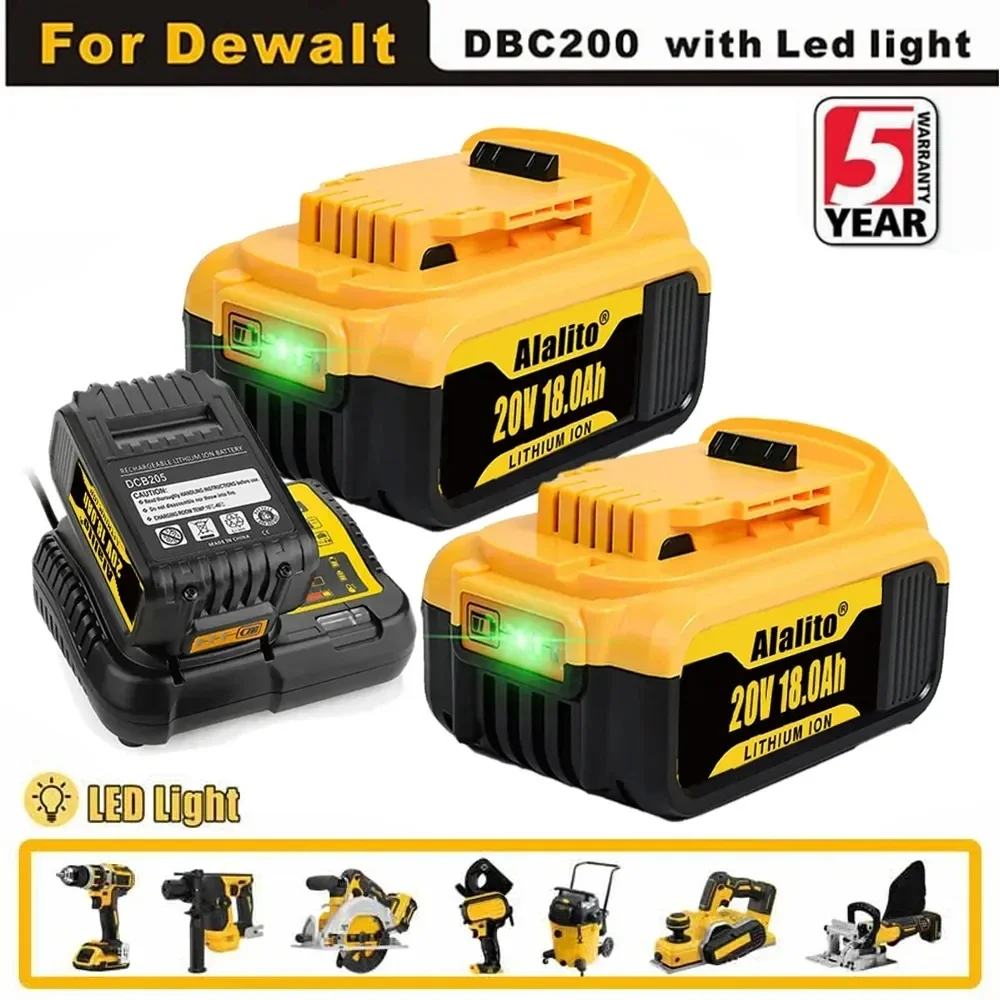 

Оригинальный литиевый сменный аккумулятор DCB200 20 в 18000 мАч для Dewalt 18 в DCB184 DCB200 DCB182 DCB180 DCB181 DCB182 DCB201 DCB206