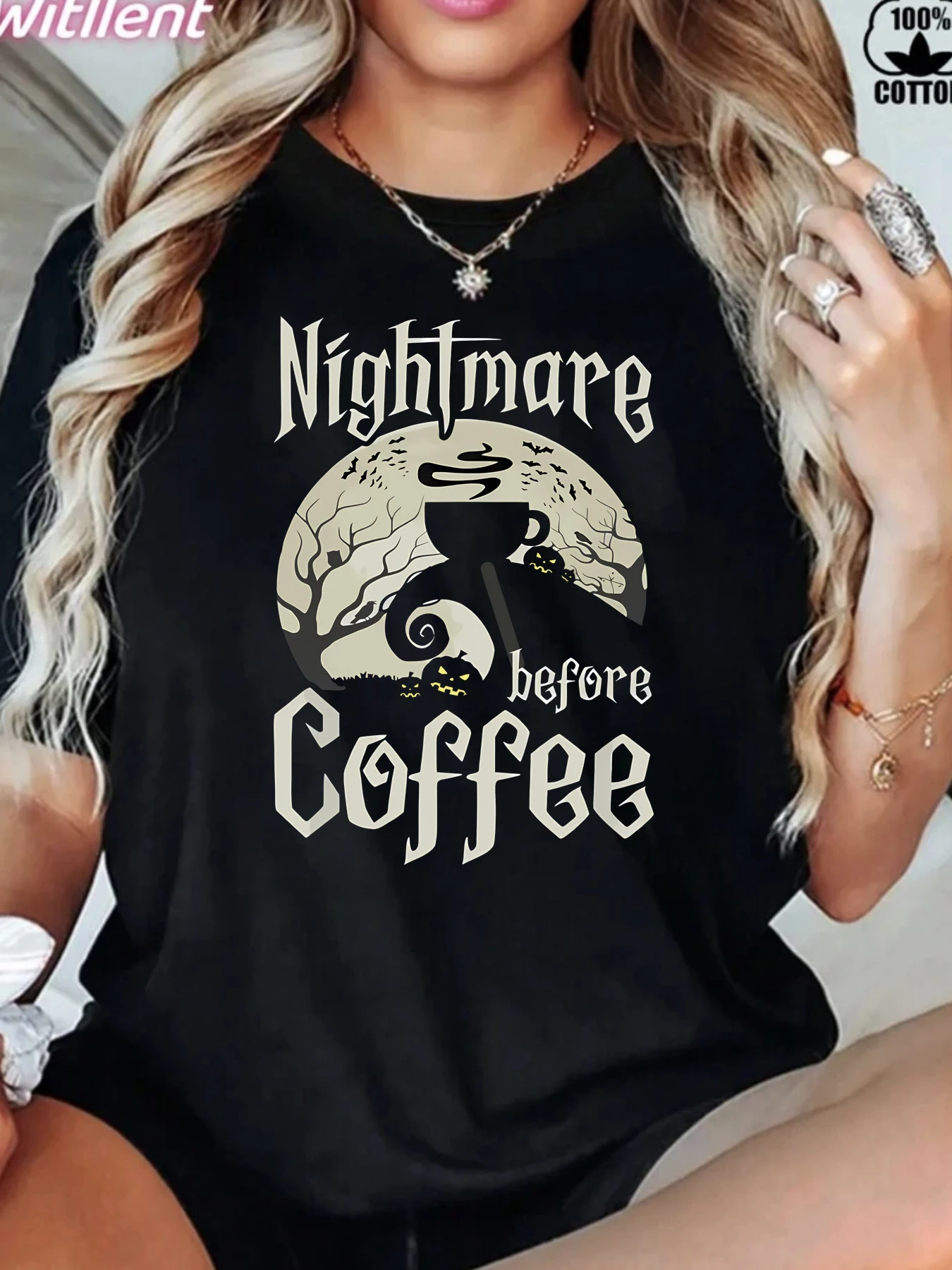 

English letter pattern round neck plus size women T-shirt short sleeve trend printing elastic half sleeve T-shirt