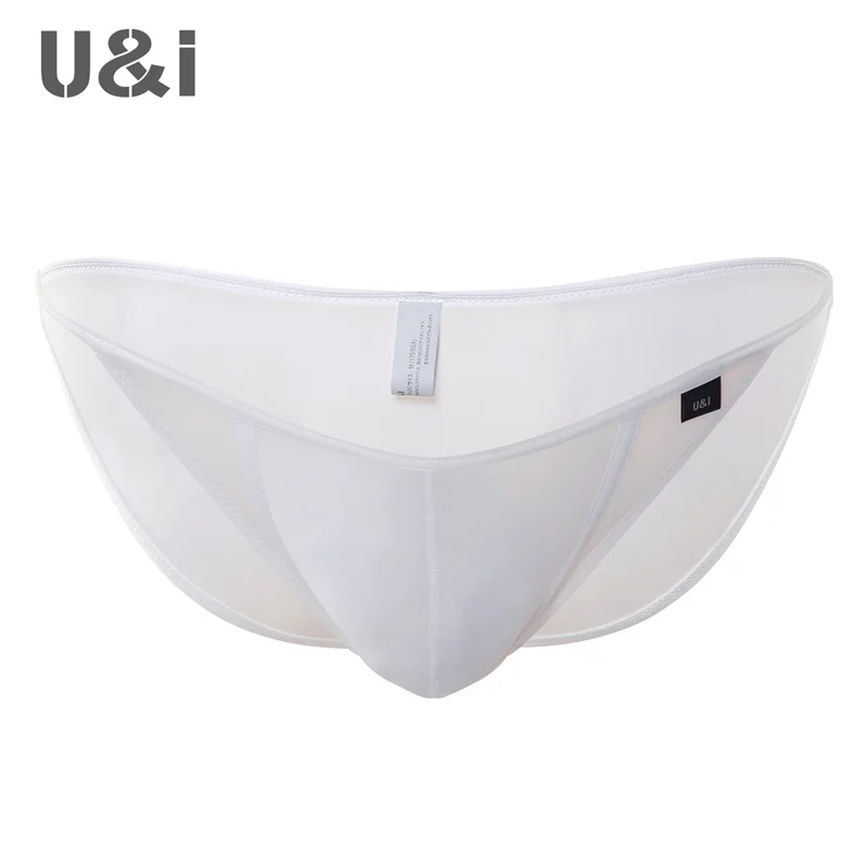 U＆I sexy briefs for men, fashionable and stylish, ultra-thin, micro-transparent nylon low-waisted, concave and convex pouch brie