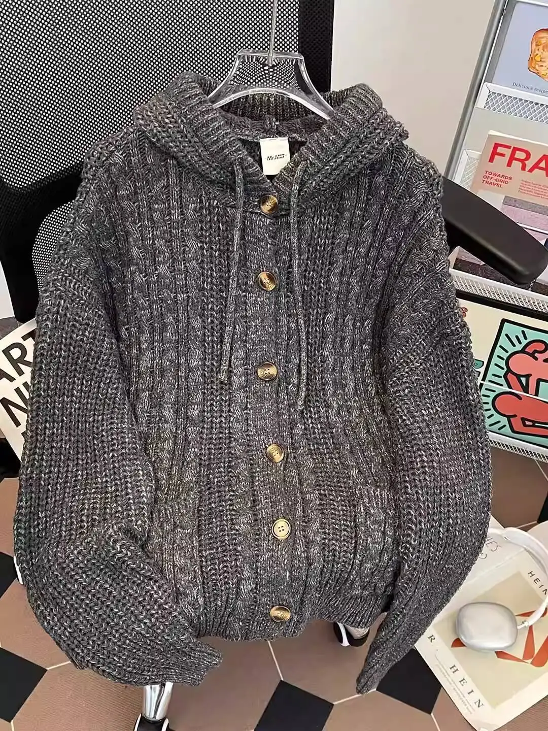 Unisex Sweater Cardigan 2025 Autumn Winter New Men's Hooded Cardigan Sweater Warm Loose Retro Casual Thickened Outerwear Women