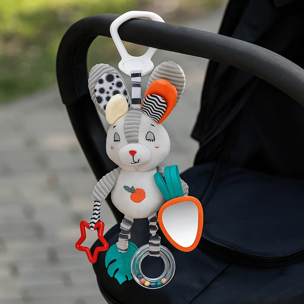PP Cotton Cartoon Animal Bell Rabbit Penguin Montessori Newborn Rattles Toys Hand Grip Sensory Rattle Teether Toys Baby Crib