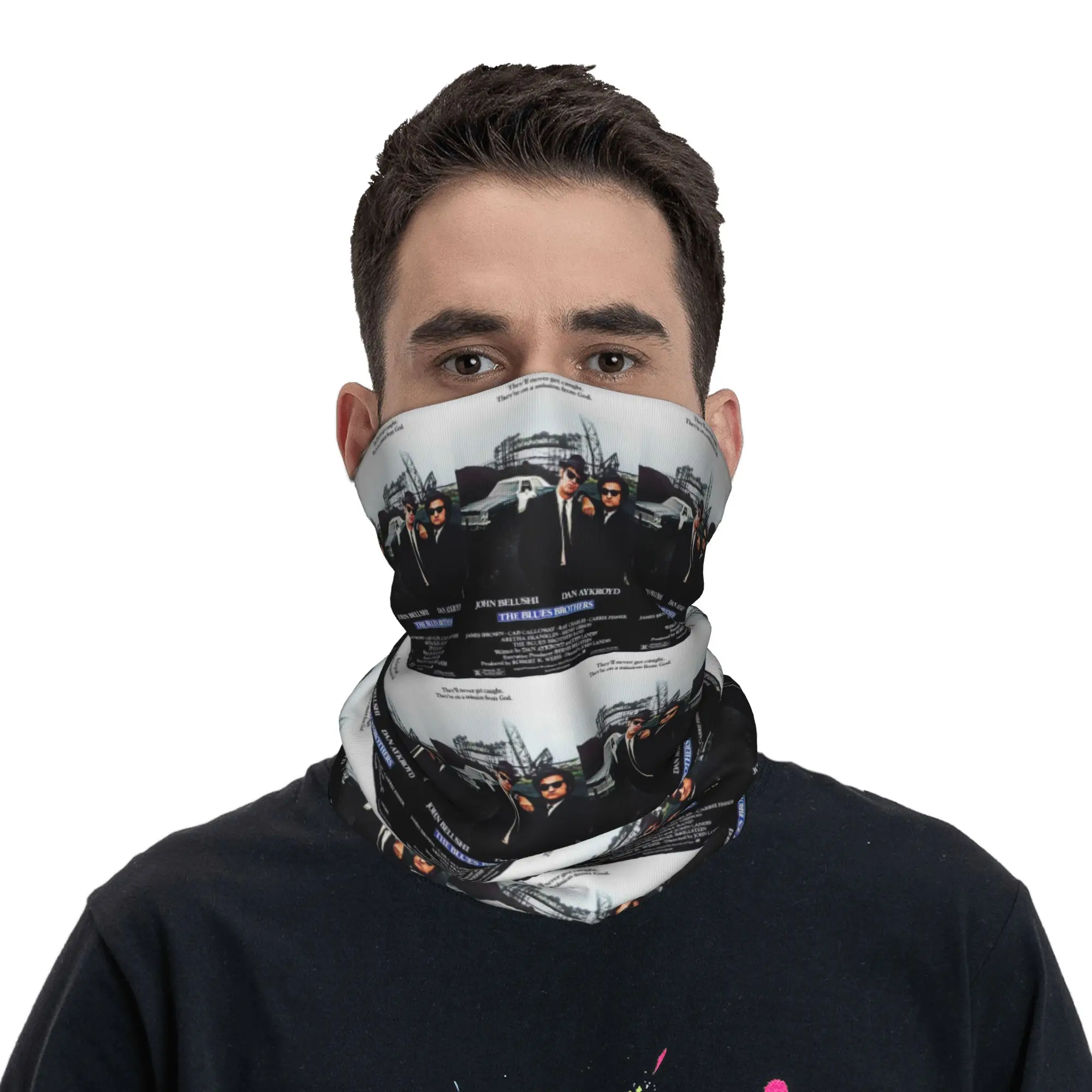 The Blues Brothers Music Rock Style Pattern Bandana Neck Cover Printed Face Scarf Multifunction Balaclava Riding Unisex Adult