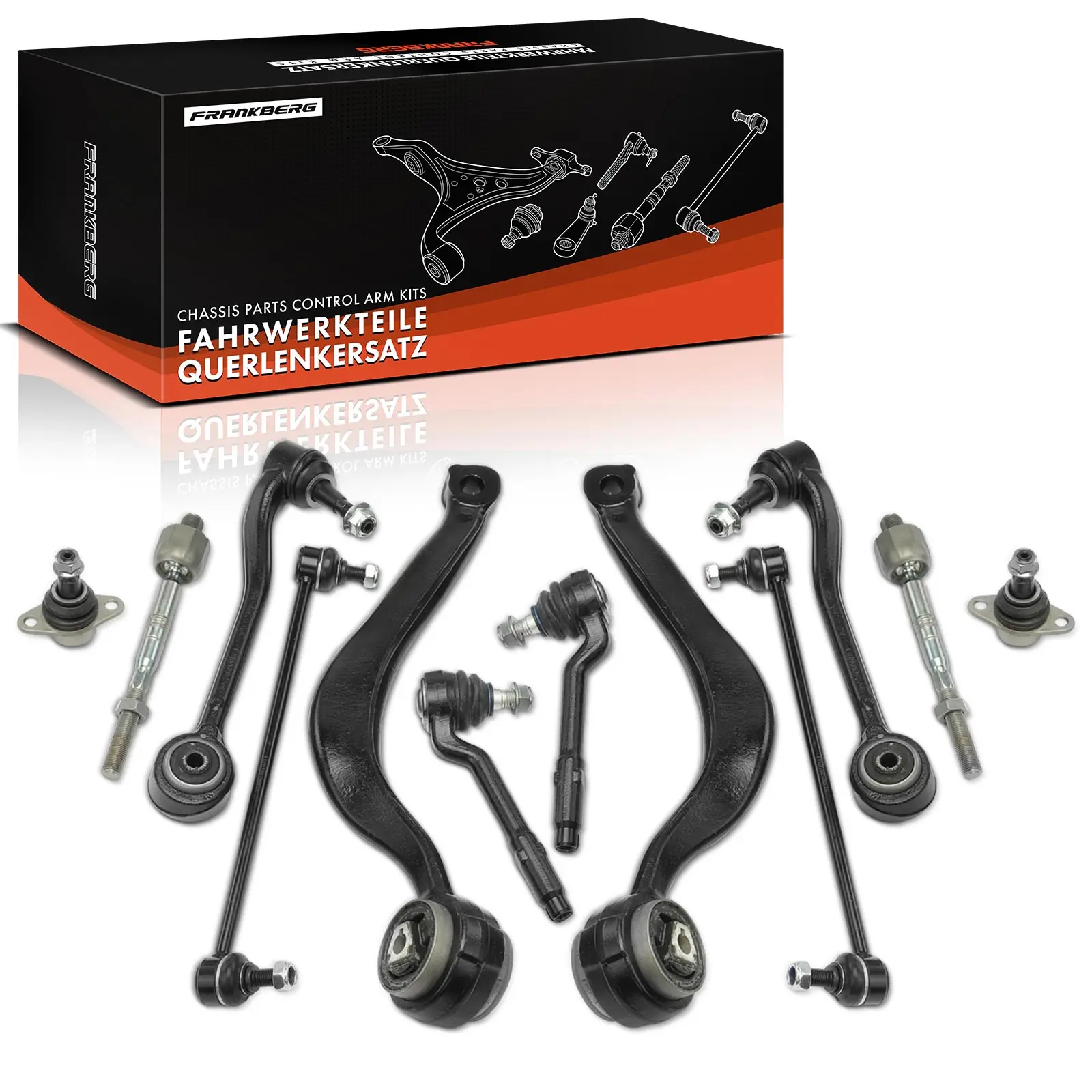 Frankberg 12-delige draagarmset vooras links rechts voor BMW X5 E53 2000-2006 31121096315 31126760275 31121096169