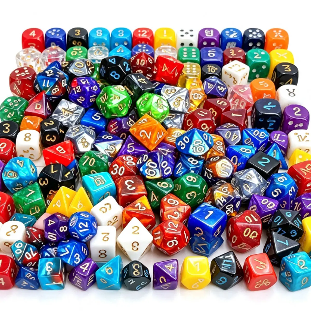 49Pcs Polyhedral Dice Kit – 7 Black Bags with Assorted Random Colors, Complete Tabletop Roleplaying Game  Masters ZSY