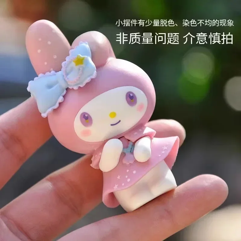 Sanurgente-Figurines d'anime Kawaii pour enfants, ornements de bureau, Kuromi Cinnamoroll My Melody, poupées de la série Nette, jouets cadeaux, ensemble de 6 pièces