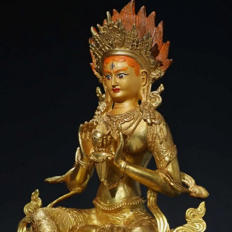 Estatua de Buda Vajrasattva dorada de bronce templo budista tibetano antiguo de 8,3 pulgadas