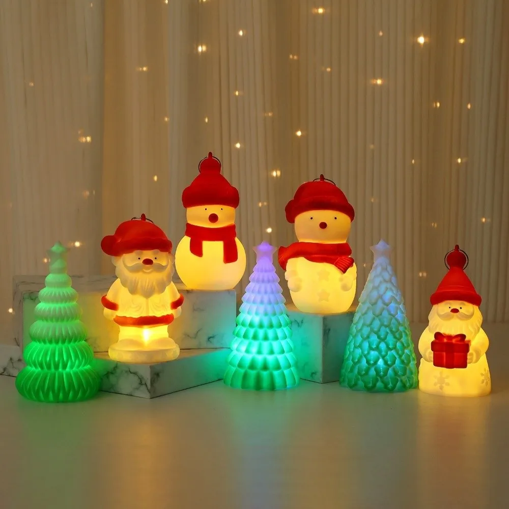 Vinyl Santa Claus Night Light Glowing Luminous Christmas Tree Desktop Lamp Mini Atmosphere Christmas Desktop Ornaments