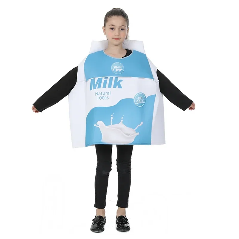 Costume de cosplay amusant Milk & Cookie pour enfants, tenues de groupe alimentaire d'Halloween, robe de paupières de Pourim, garçons et filles, carnaval de Pâques, MN8