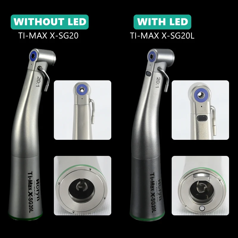 ไมโครมอเตอร์ไร้แปรงถ่านความเร็วต่ํา 20-1 ไฟเบอร์ออปติก LED Contra Angle Handpiece