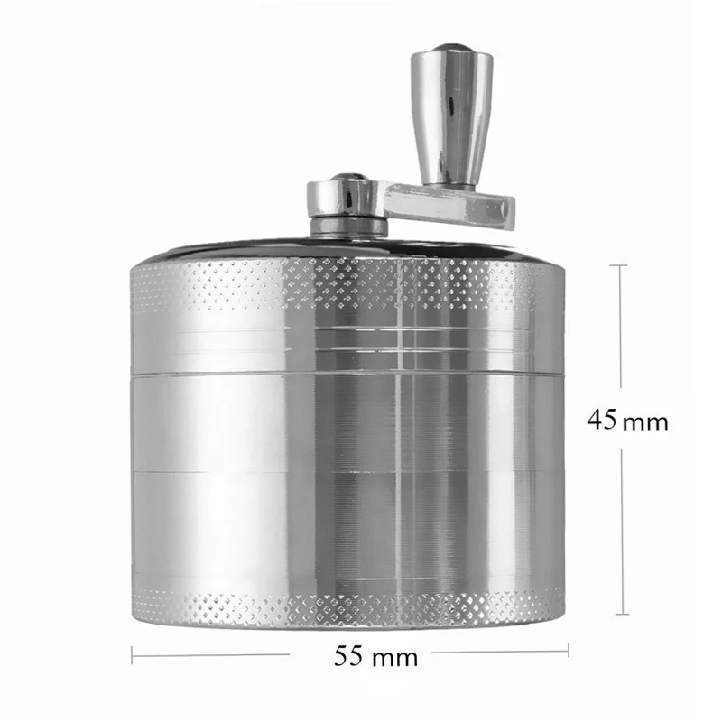 4 Layers Tobacco Grinder Manual Aluminium Herbal Herb Spice Mill Grass Smoke Crusher Hand Crank Muller Pollinator Accessories