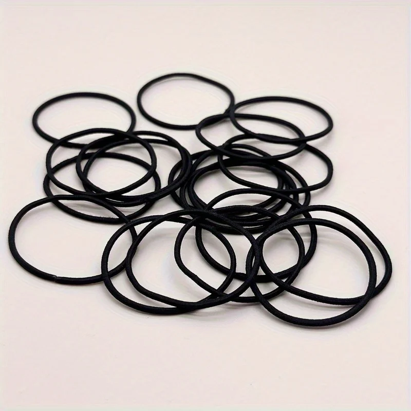Black Elastic Hair Ties for Women Girls Hair Ropes Solid Color Ponytail Holders Simple Durable  girl hair accessoires image 5