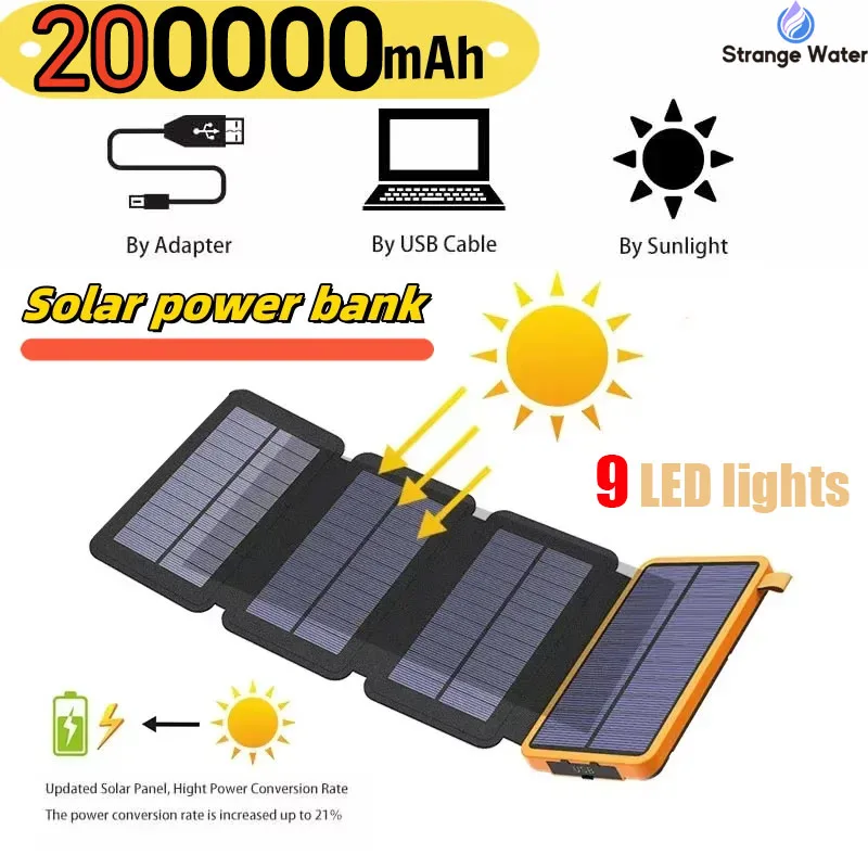 

200000mAh Solar Power Bank 120W Portable Folding Solar Panels USB Fast Charging Outdoor Waterproof Sun Power For Xiaomi ﻿Iphone