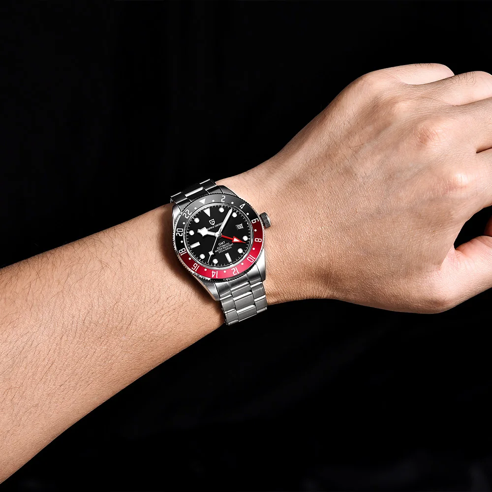 2025new باجاني تصميم GMT ساعة رجالي الترفيه ساعة ميكانيكية ساعة أوتوماتيكية للرجال صندوق هدايا رجالي رياضي 20bar الفولاذ المقاوم للصدأ