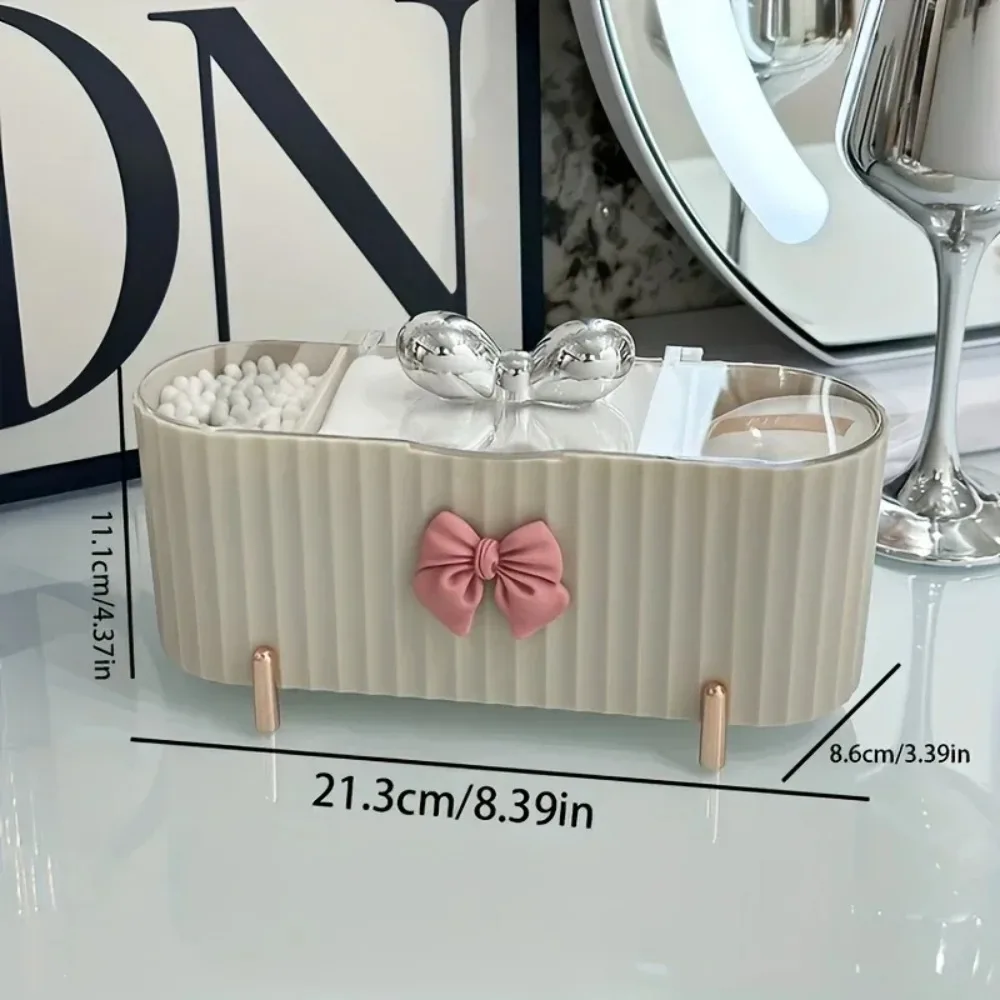 Make-up-Organizer mit 3 Gittern, großes Fassungsvermögen, durchsichtiger Deckel, Aufbewahrungsbox für Tupfer, Puderquasten, Kosmetik, Heimorganisation, Make-up-Box – Detail 1