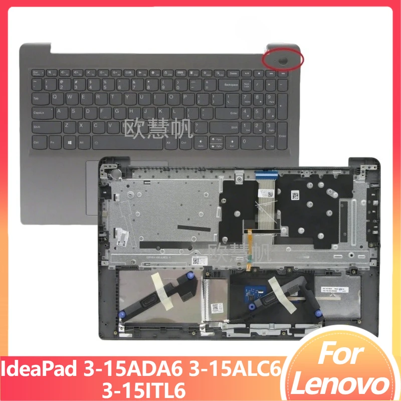 

Новый верхний корпус (палмрест) с клавиатурой с подсветкой (версия с отверстием для сканера отпечатков пальцев) для Lenovo IdeaPad 3-15ADA6 3-15ALC6 3-15ITL6, артикул 5CB1B65660