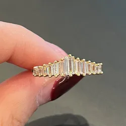 CAOSHI Stylish Female Wedding Rings for Women Gold Color Brilliant Zirconia Jewelry for Daily Life Luxury Bridal Accessories