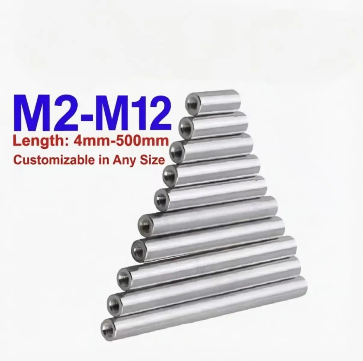 M6 M8 M10 M12 Round Aluminum Column Washers, Long Studs, Extension Nuts, Aluminum Spacers, Customized Various Sizes