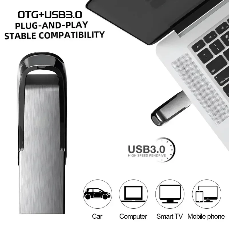 2TB USB 3.2 Flash Drive Metal Mini Pendrive Waterproof High Speed Data Transfer Memory Stick 1TB 512GB U Disk Safe Storage New