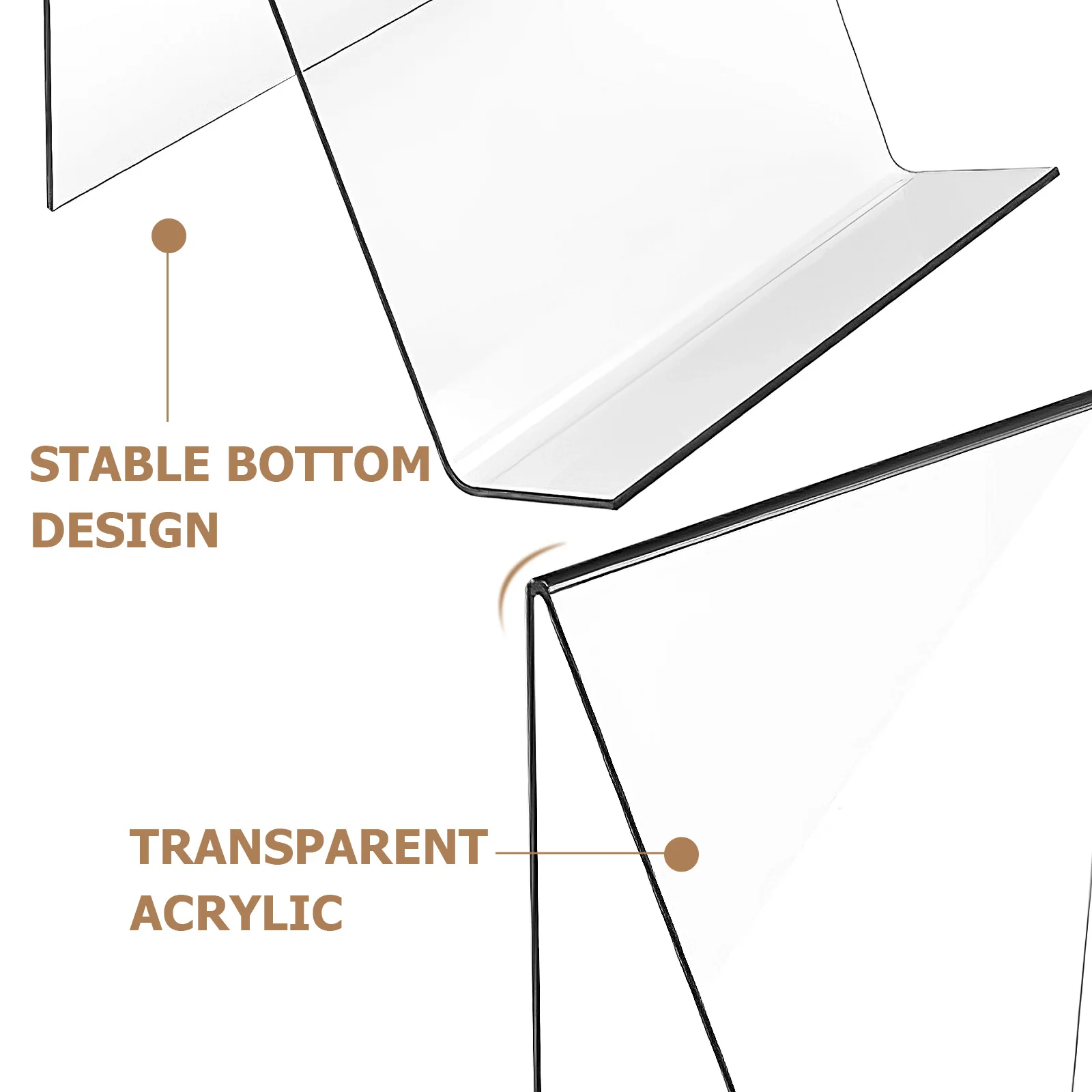 

8Pcs Transparent Clear Acrylic Book Stand Magazine Holder Office File Rack Desk Brochures Display Organizer Clear Book Stand