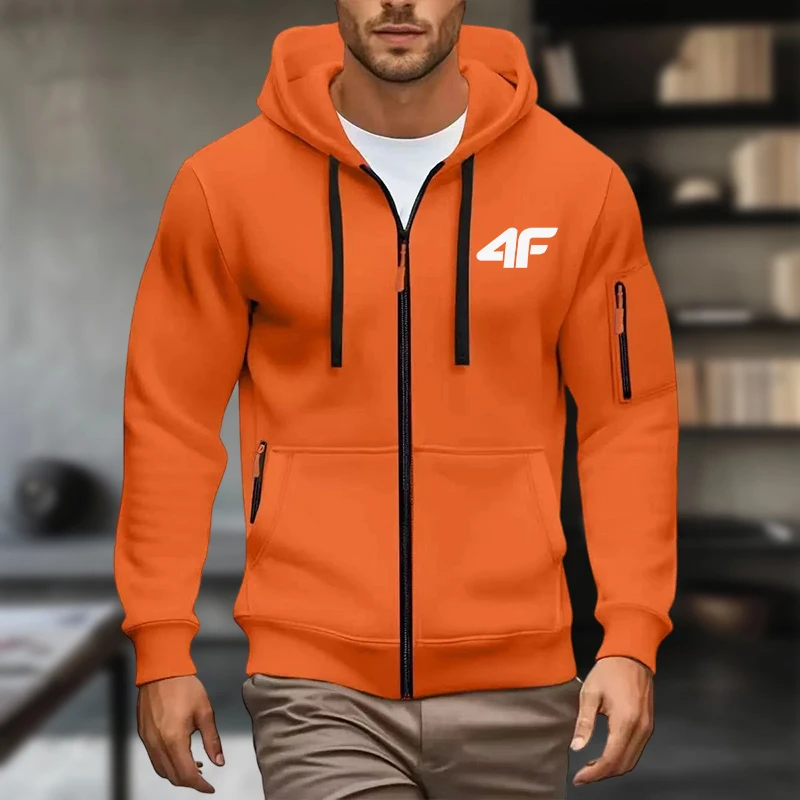 Roupa esportiva masculina com zíper completo de alta qualidade, treinamento respirável, roupa de corrida para homens