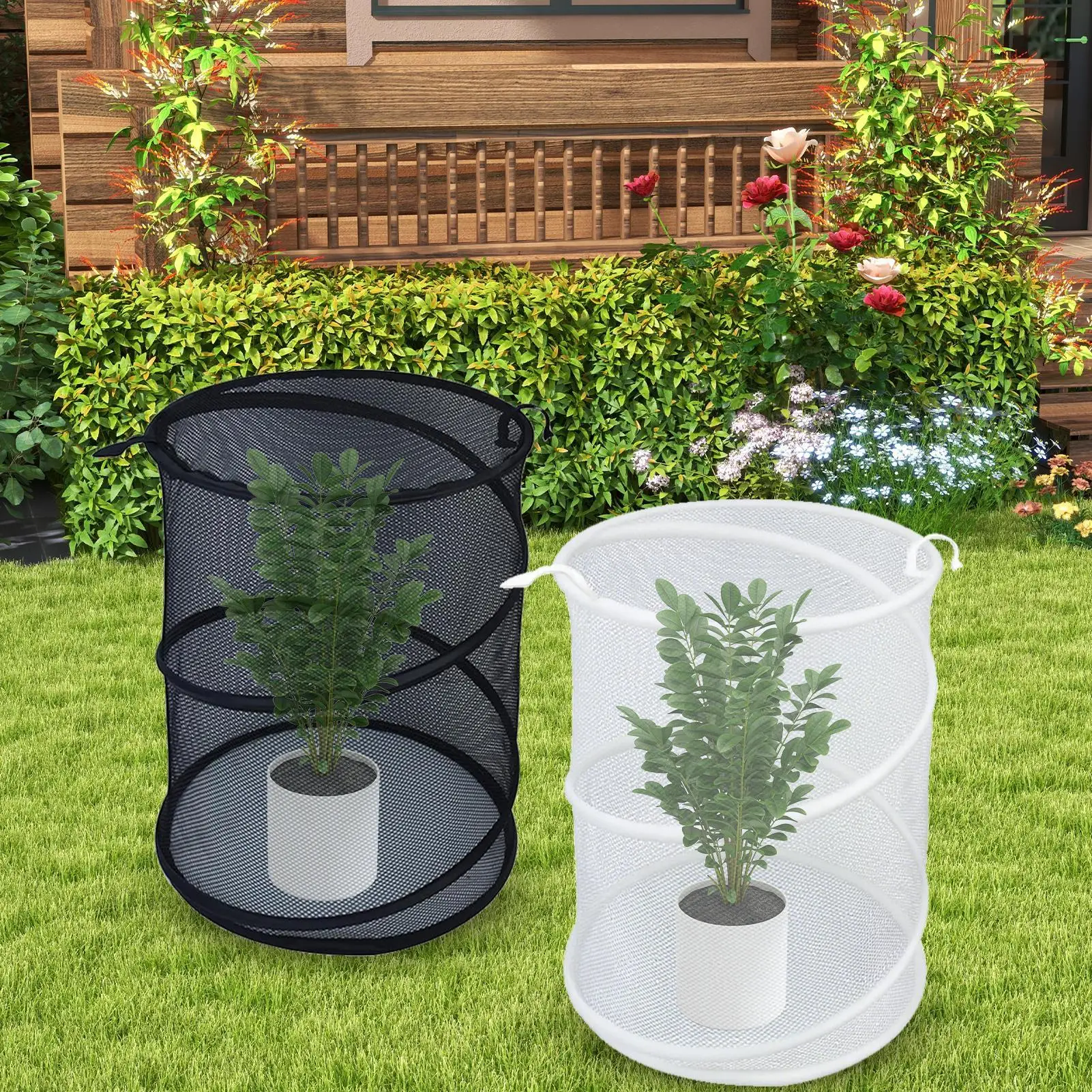 Mesh Plant Enclosure Fly-Proof Animals Barrier Pop Open Mesh Plant Cover For Raised Beds Balcony Patio Orchards Greenhouse