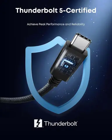 Кабель Anker Prime Thunderbolt 5, 3,3 фута, USB-C - USB-C, зарядка 240 Вт, передача данных 80 Гбит/с, полнодополнительная ширина полосы пропускания до 120 Гбит/с