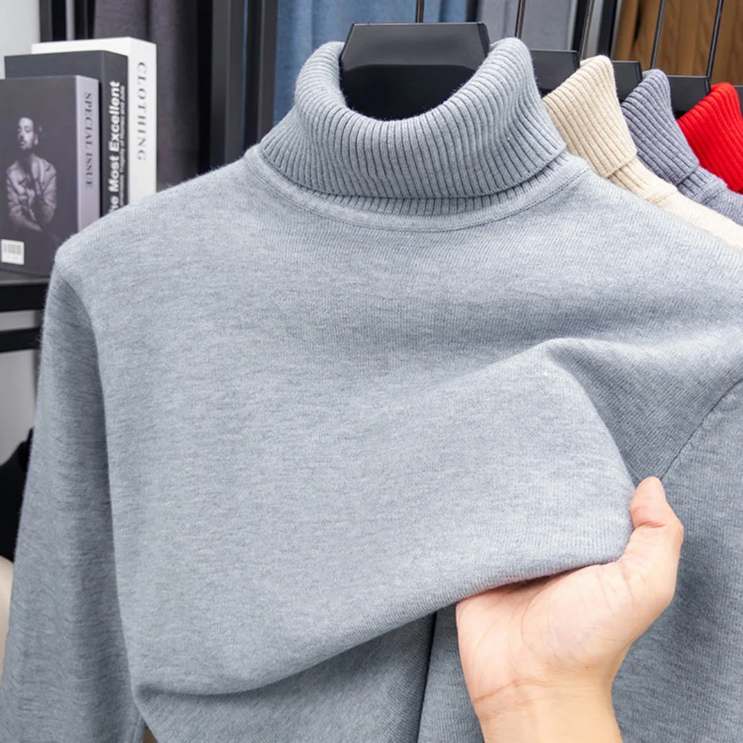 High end brand men's high neck knitted sweater 2026 autumn winter fashion new hot selling luxury embroidery casual warm pullover