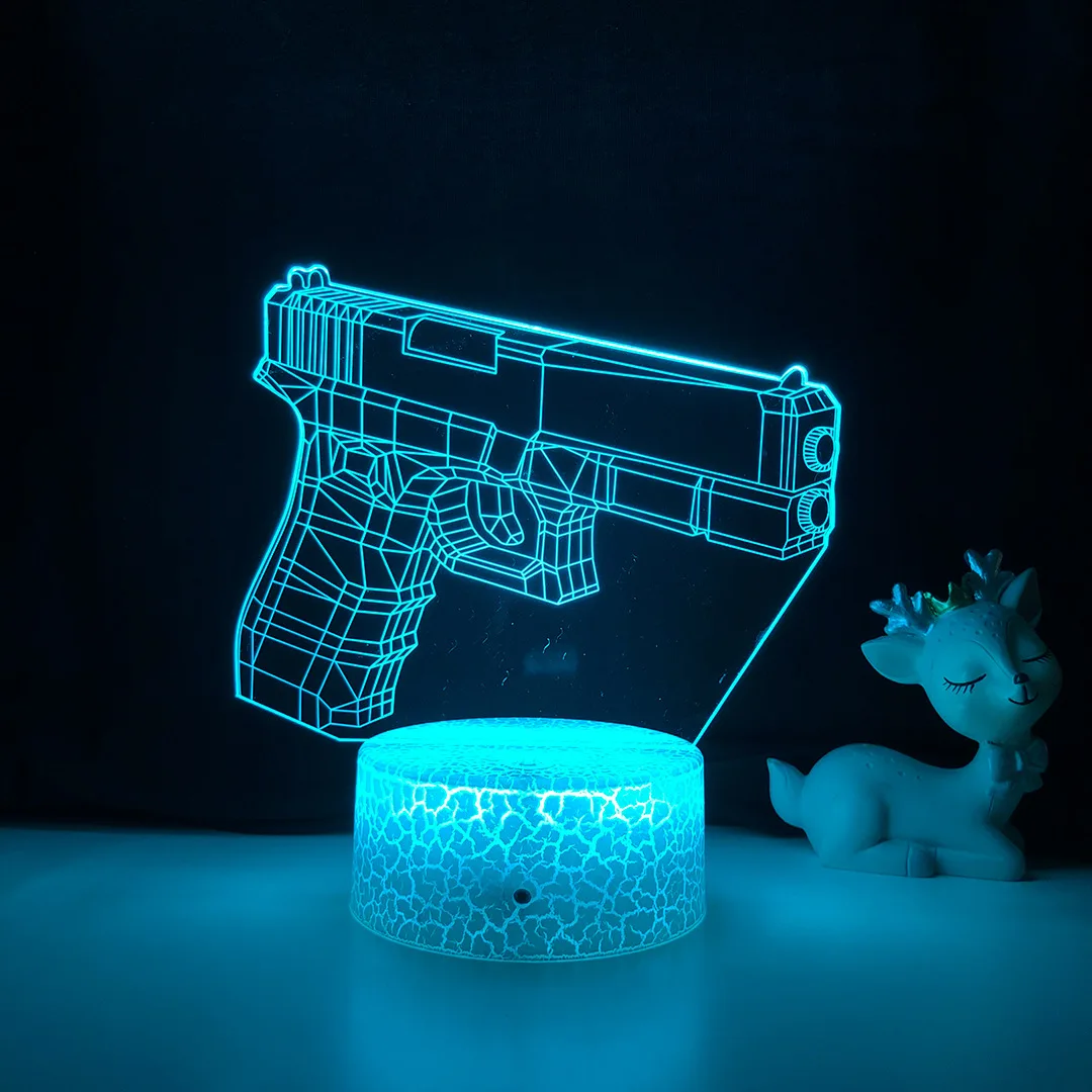 Nigdhn Pistole Pistole Nachtlicht für Kinder 3d Illusion Nacht lampe Schlafzimmer Dekoration führte Tisch Schreibtisch lampe Weihnachten Geburtstags geschenk