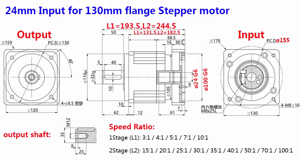 Imagem -06 - Manipulador do Motor Deslizante Nema42 Caixa de Engrenagens Planetária Redutor de Engrenagens Helicoidais 1kw 2kw 100 mm Servo 110 2ph 130 mm 3ph Stepper