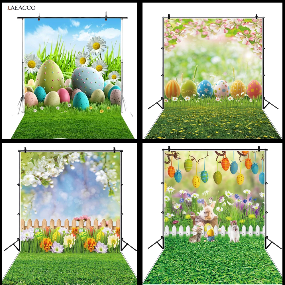 Laeacco Green Cartoon Fantasy Spring Meadow Backdrops Baby Portrait Natural Scenic Photography Backdrops for Photo Studio