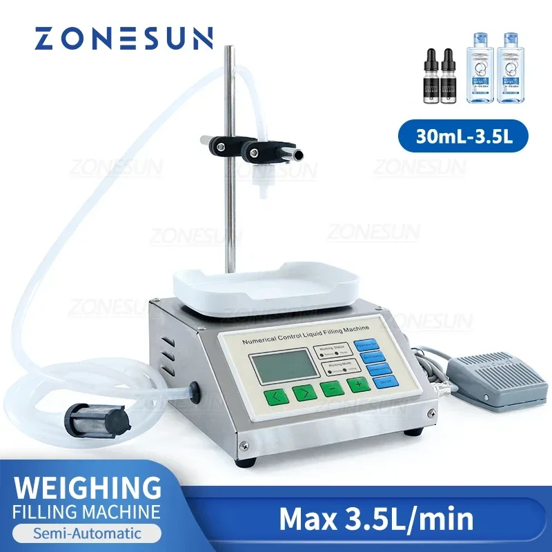 ZONESUN ZS-DP611W 半自動ジュースミルク酢水ボトル計量および充填機