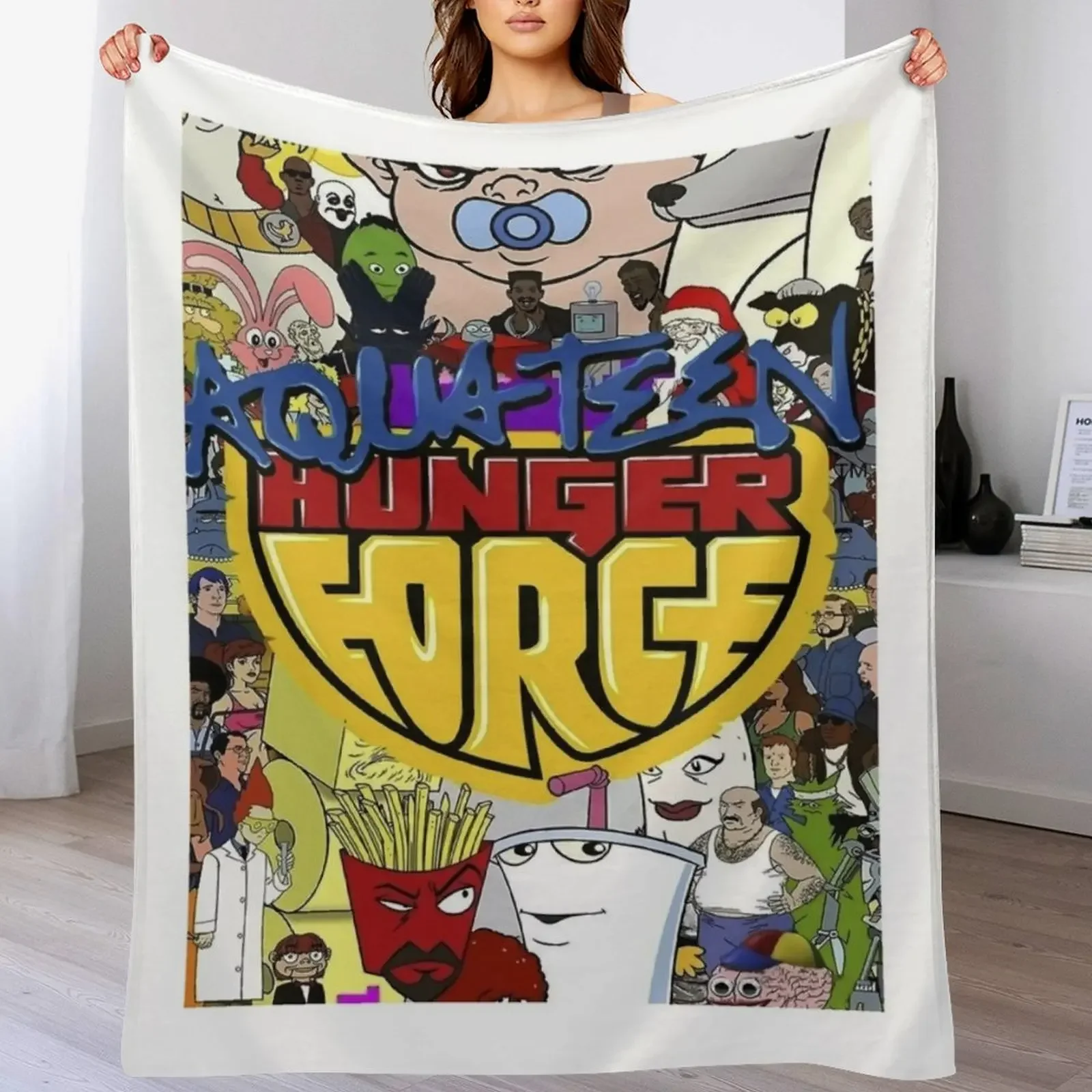 

aqua teen hunger force Throw Blanket Shaggy Soft Beds Blankets