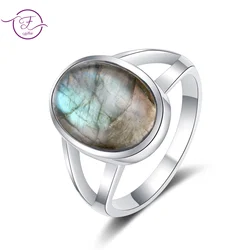 Anillo de Plata de Ley 925 Natural para hombre y mujer, joyería de labradorita grande, Ojo de Tigre Simple, piedra grande, regalo de joyería Vintage, 10x14mm