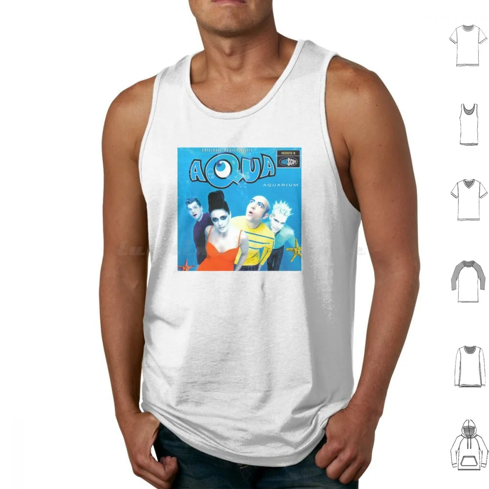 Camisetas con estampado de Cover Art Aquarium, de algodón, Aqua Aquarium Swedish Aqua Band Blue Retro Tour