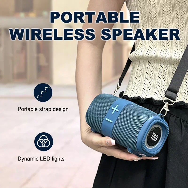 T&G TG667 Crossbody LED light portable Bluetooth speaker, outdoor small and high appearance level, compatible with USB/AUX/TF/FM