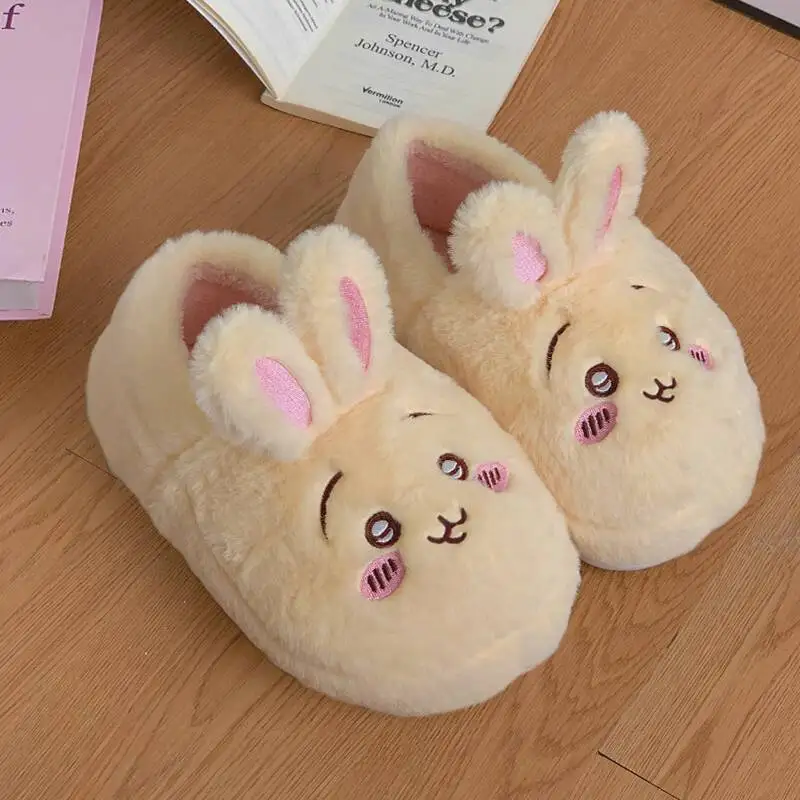 

Women Rabbit Plush Slippers 2025 Autumn Winter Women's Cute Usagi Plush Slippers Non Slip Thick Soled Warm Indoor Outdoor Shoes