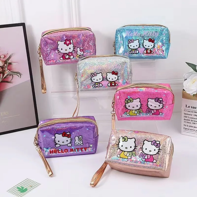 Sanrio's popular cartoon Kitty makeup bag, portable large capacity cosmetic storage bag
