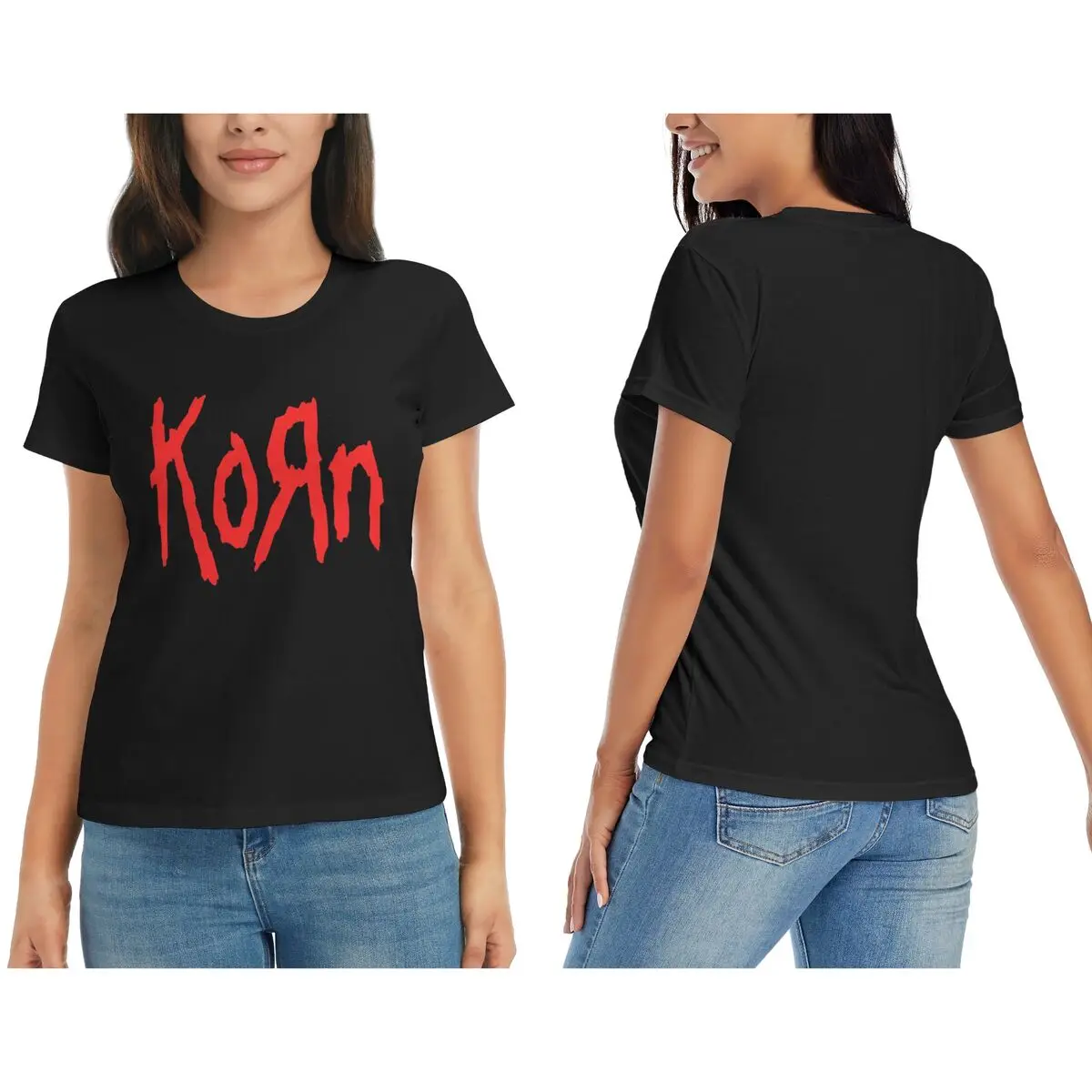 Camiseta Music Rock Korn Band para mujer, ropa de calle con cuello redondo, camisetas de manga corta para mujer, ropa de verano, Tops