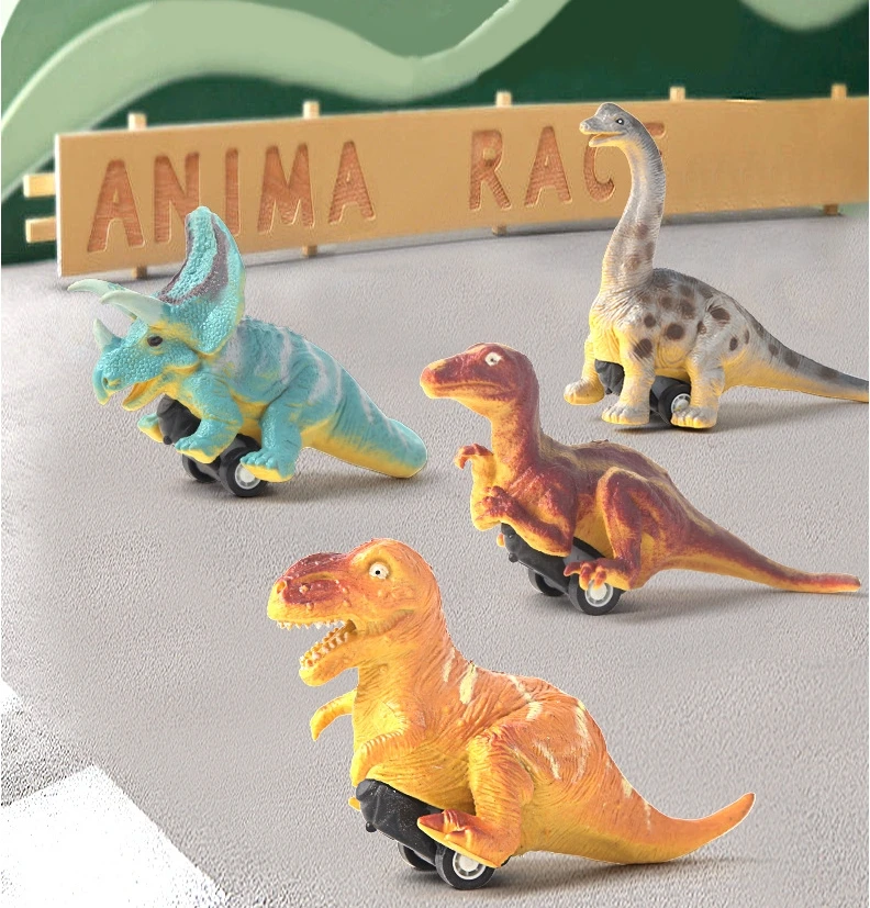 Creative Simulation Dinosaur Pull Back Car Toy Car Model Kids Puzzle Toy Tyrannosaurus Rex Triceratops Velociraptor Inertial Car