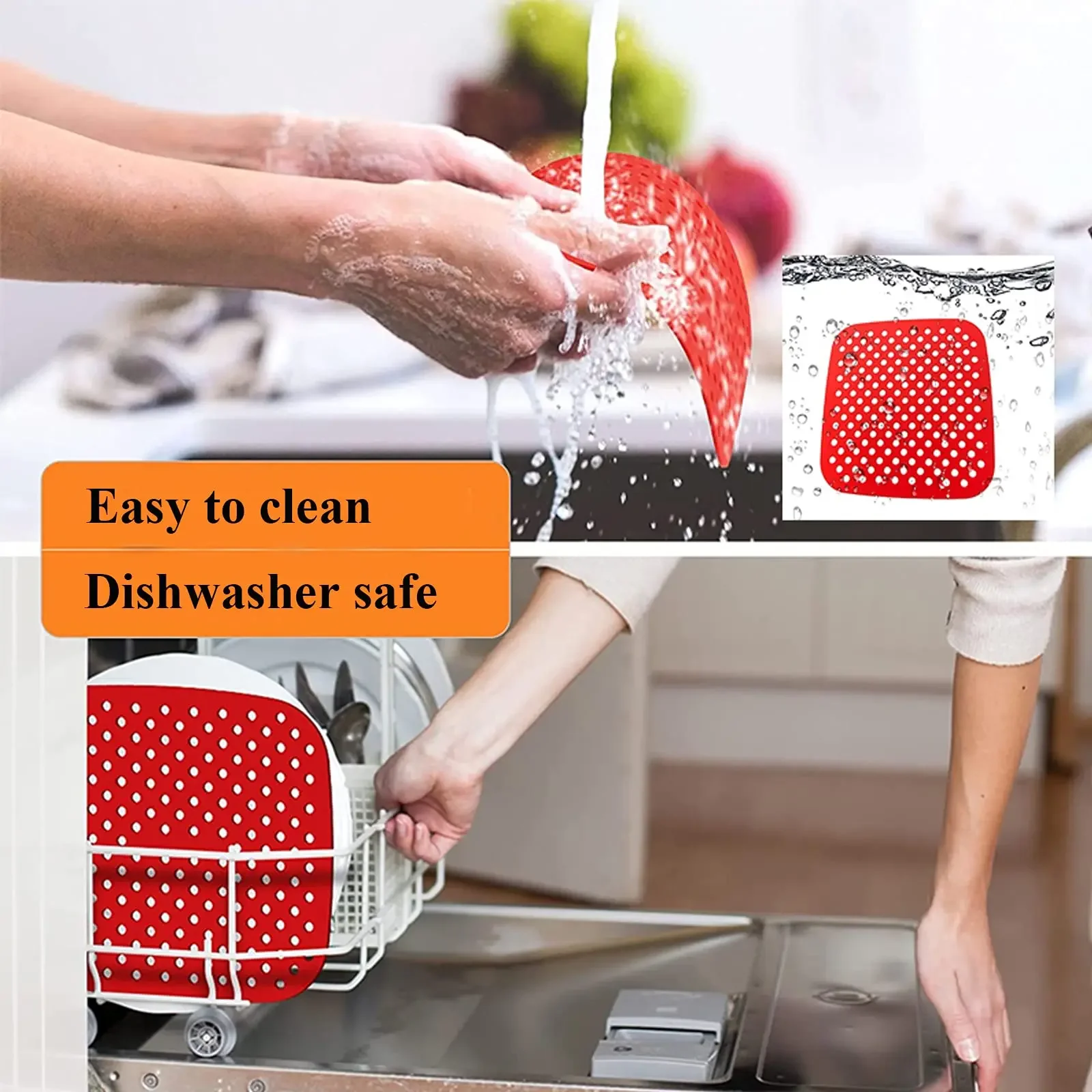 8.5 Inch Air Fryer Silicone Liners, Reusable Food-Grade Silicone Mat, Non-stick Heat Resistant Air Fryer Accessories