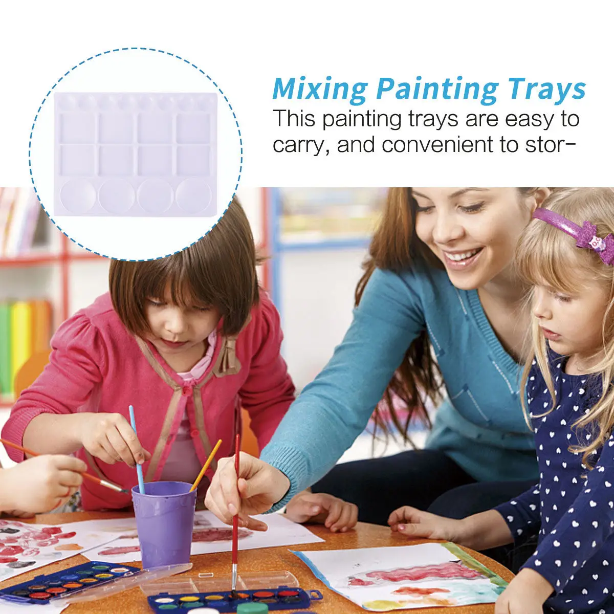1Pcs Square Shape Painting Tray Portable Plastic Palette for Watercolor Gouache Oil Pigment Mixing Easy Carry Drawing Tray