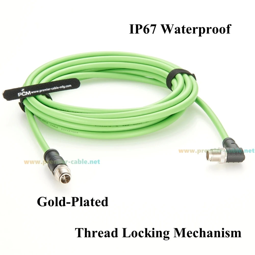 Rechtwinkliges M12 8-Pin X-Coded Stecker-zu-Stecker GigE Vision Kabel IP67 10G Cat6A Ethernet High Flex für Cognex Basler Keyence Kamera – Detail 4