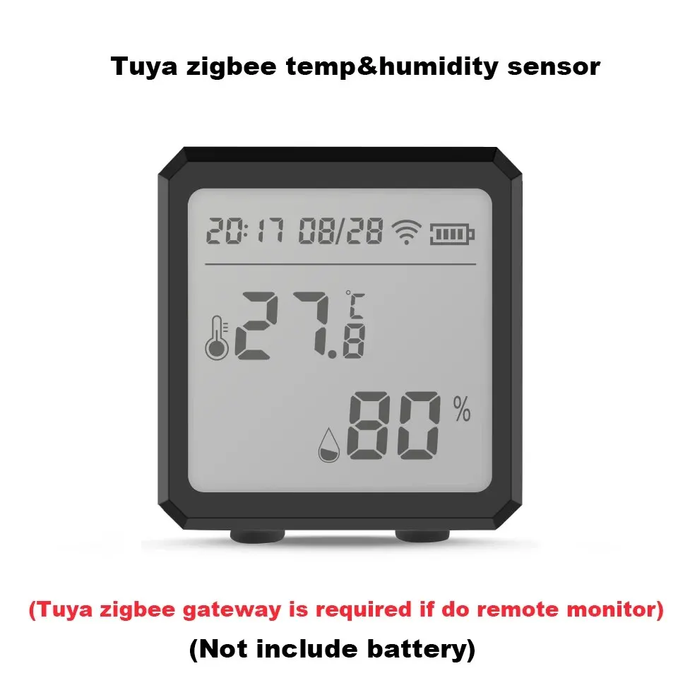 Onenuo Tuya ZigBee Temperatur-und Feuchtigkeit sensor mit LCD-Bildschirm Digital anzeige Drahtloses Thermometer Arbeit mit Alexa Google