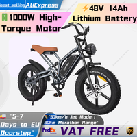 JANSNO Electric Bike 750W Powerful Motor 48V14AH Lithium Battery 20*4.0 Inch All Terrain Fat Tire Adult E-bike Electric Bicycle