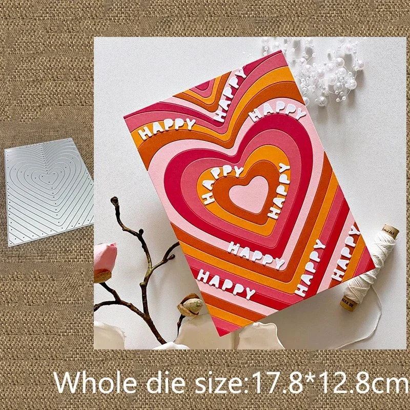 

Новый дизайн: металлическая вырубная форма для трафаретов, вырубка для скрапбукинга с фоном в виде психоделических сердец, для альбомов, бумажных открыток, тиснения