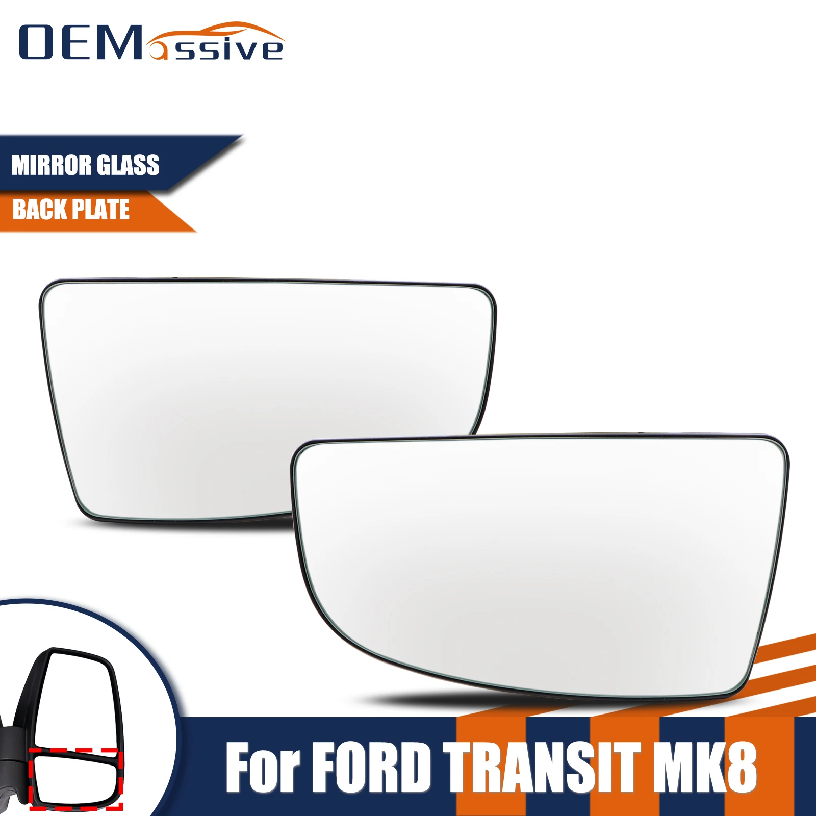 

For Ford Transit MK8 Tourneo 2014-2022 150 250 350 2015-2022 Left Right Side Wing Convex Mirror Glass Lower No Heated Rear View