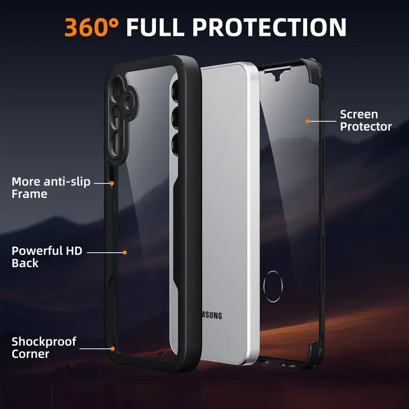 360 Full Body built-in Screen Protector Phone Case for Samsung Galaxy A55 A54 A53 A52 5G A35 A34 5G A33 A73 A15 A14 A13 Cover