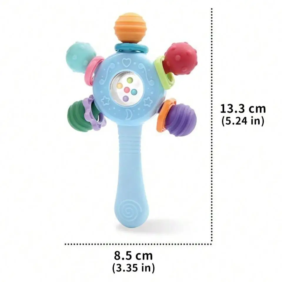 Juguete sonajero mordedor para bebé, juguete para la dentición del bebé, juguete sensorial para bebé, juguete de educación temprana, juguete de entrenamiento de habilidades motoras, regalo de cumpleaños para
