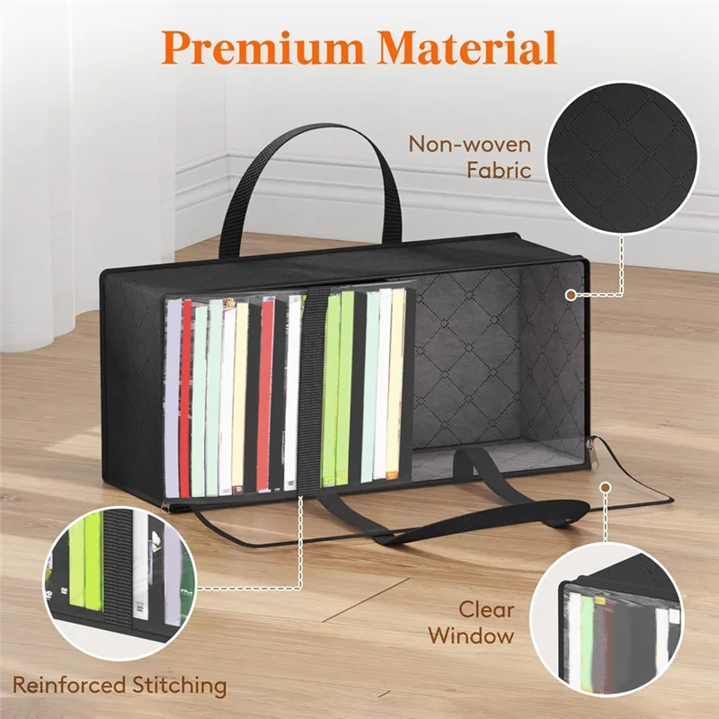 

ABMI-6-Pack DVD Storage Bag Clear PVC Plastic CD Organizer Featuring Handles& Zipper,Media Case Holder,